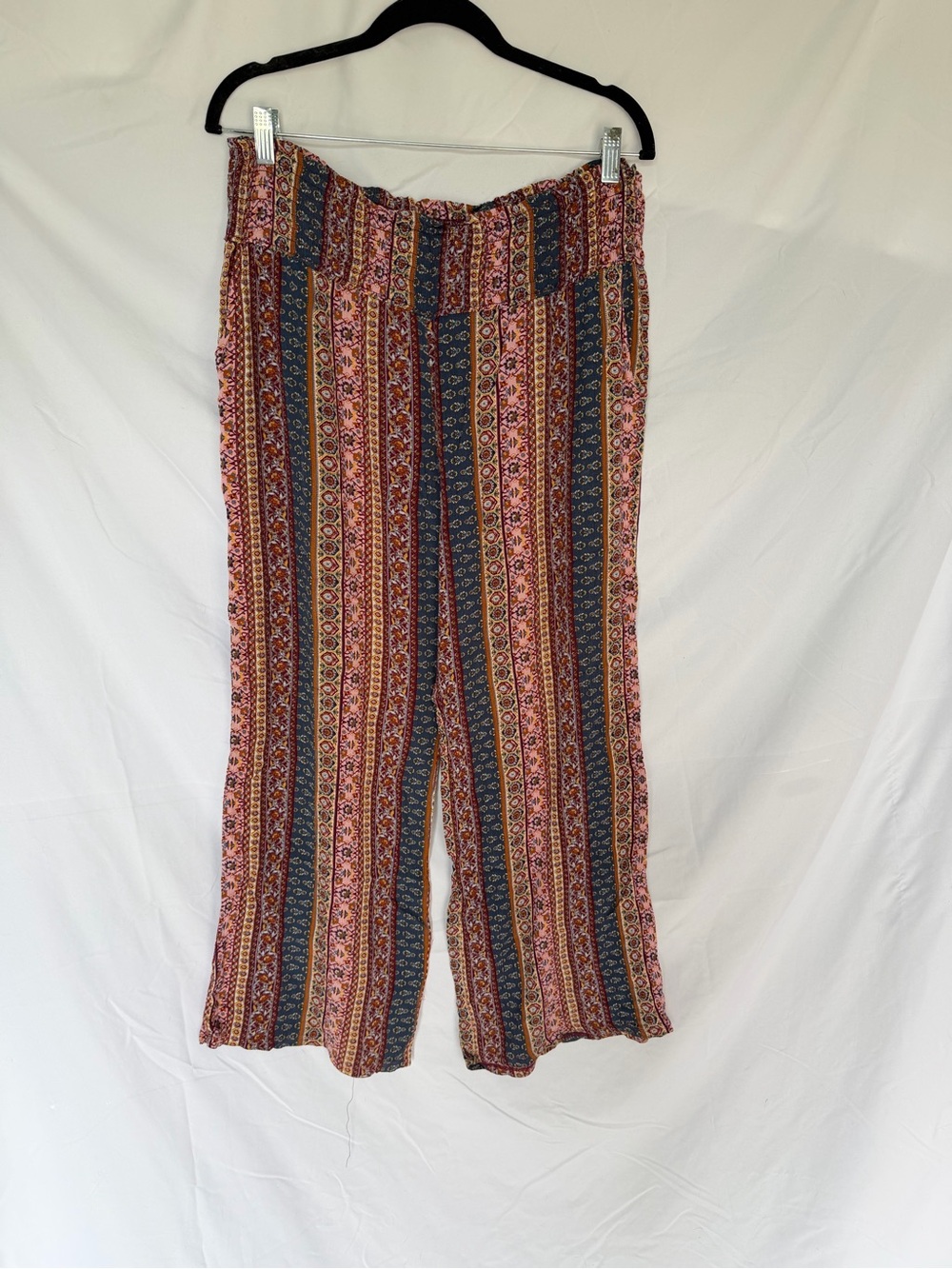 Three Dots Boho Printed Wide Leg Pants - Multicolor